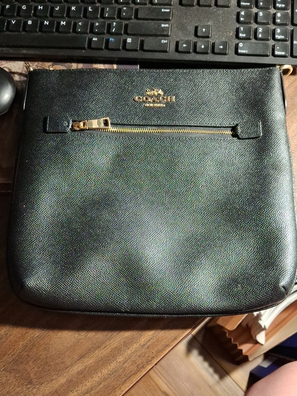 Coach Black Leather Crossbody Bag Gold Hardware No Strap Preloved